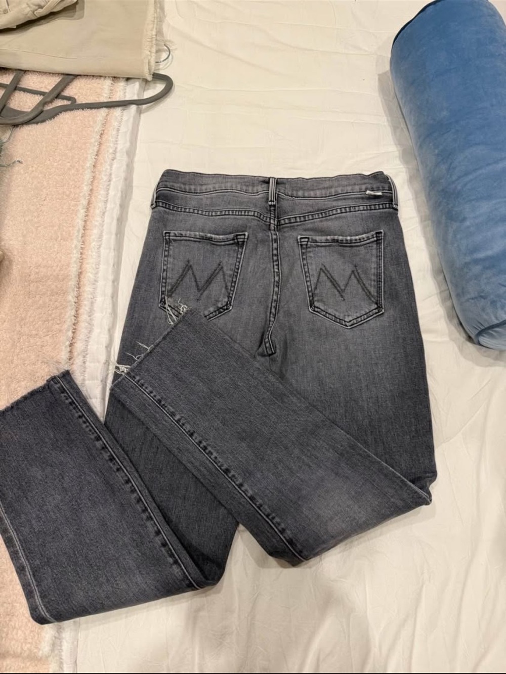 MOTHER Blackish Gray High-Rise Straight Jeans